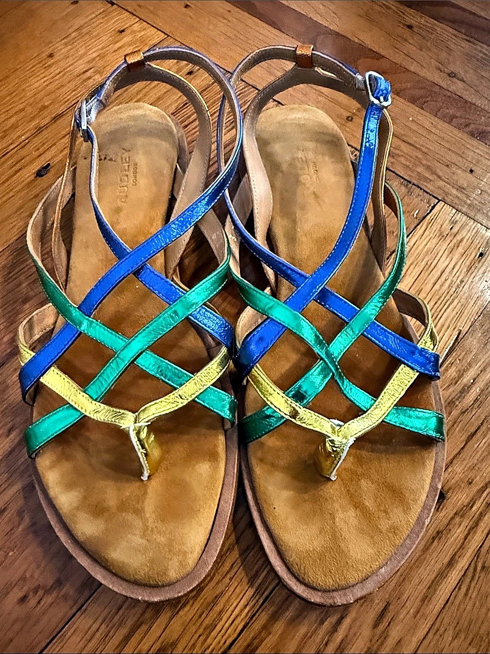 Audley Made in Spain Metallic Multicolor Strappy Sandals EU 39
